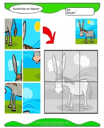 Puzzle Kes Yapıştır Çalışma Sayfaları
